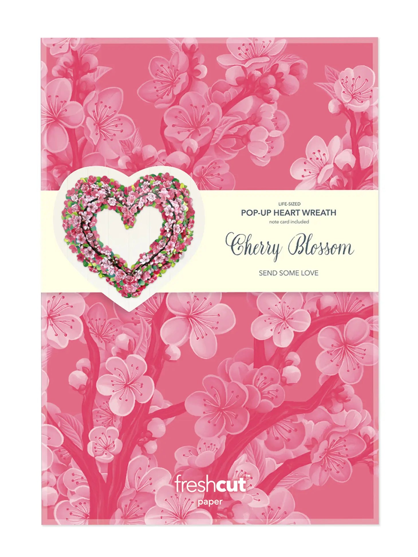 Cherry Blossom Wreath Pop Open Greeting Card