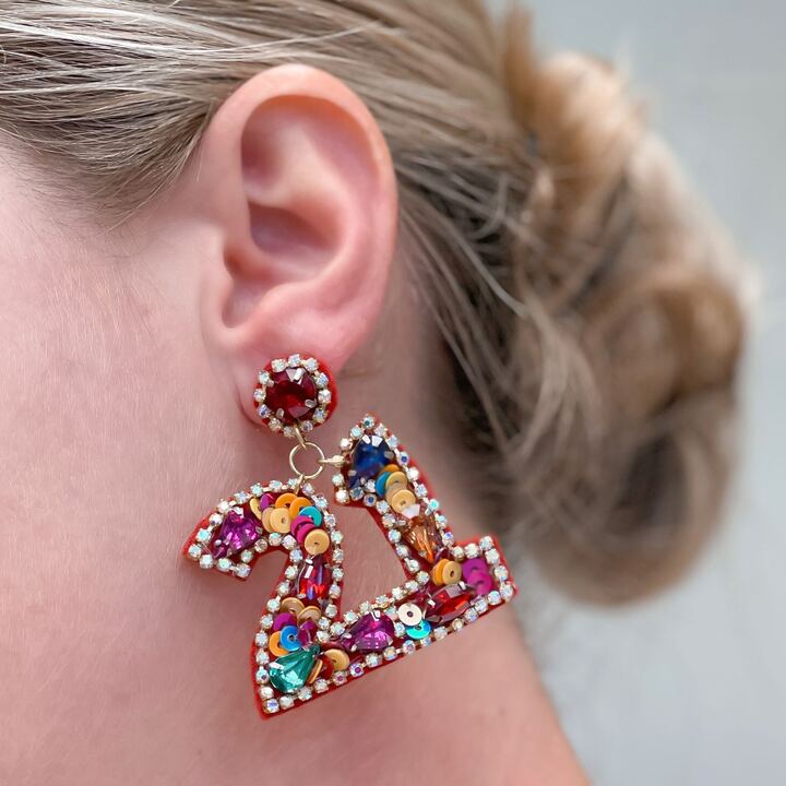 '21' Birthday Glitzy Sequin Dangle Earrings