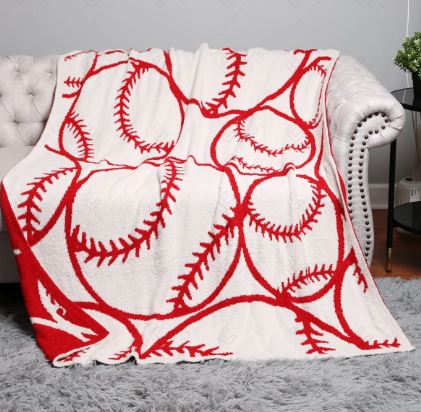 Baseball Print Cozy Throw Blanket