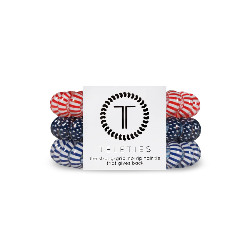 Teleties Hair Tie - Large Band Pack of 3 - Bold and Blue-tiful