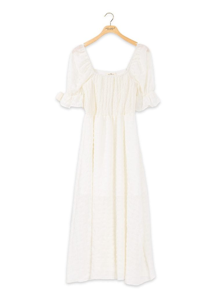 ivory smock dress Kayleen Ivory Floral Smocked Bodice Maxi Dress  Inherit Co