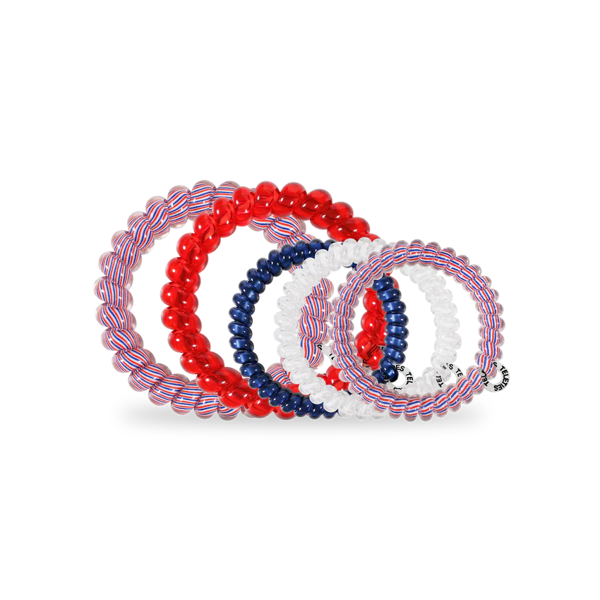 Teleties Hair Tie - Large and Small Band Pack of 5 - Star Spangled Bash