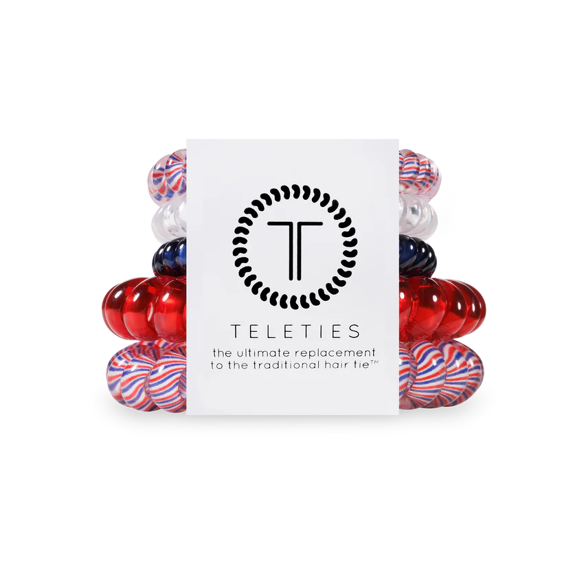 Teleties Hair Tie - Large and Small Band Pack of 5 - Star Spangled Bash