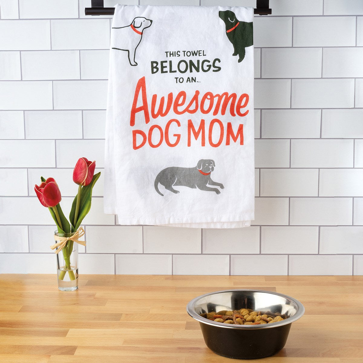'This Towel Belongs To An Awesome Dog Mom' Dish Towel
