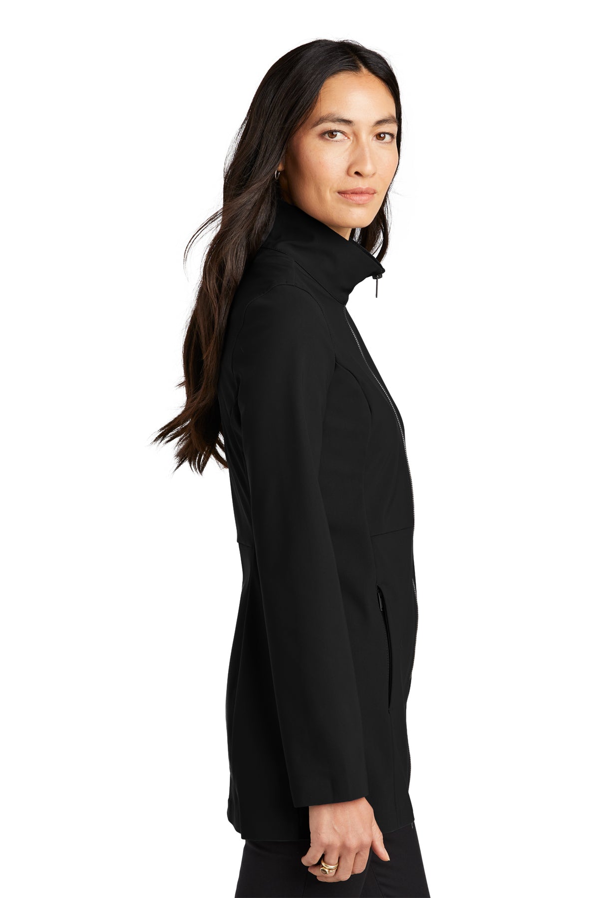 Faille Soft Shell Zip Up Coat - Deep Black (Ships in 1-2 Weeks)