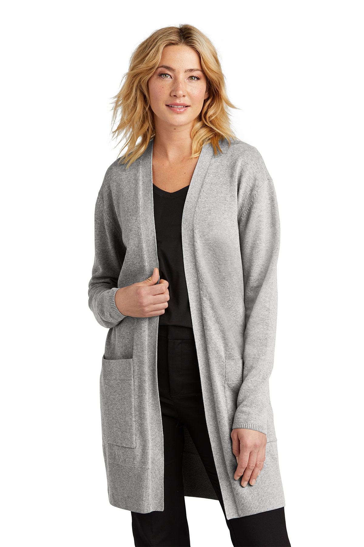 Lydia Open-Front Cardigan Sweater - Gusty Grey