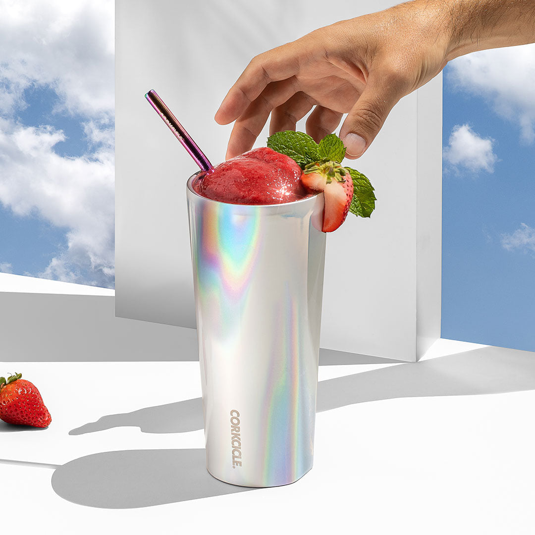Stainless Steel Prismatic Tumbler With Straw