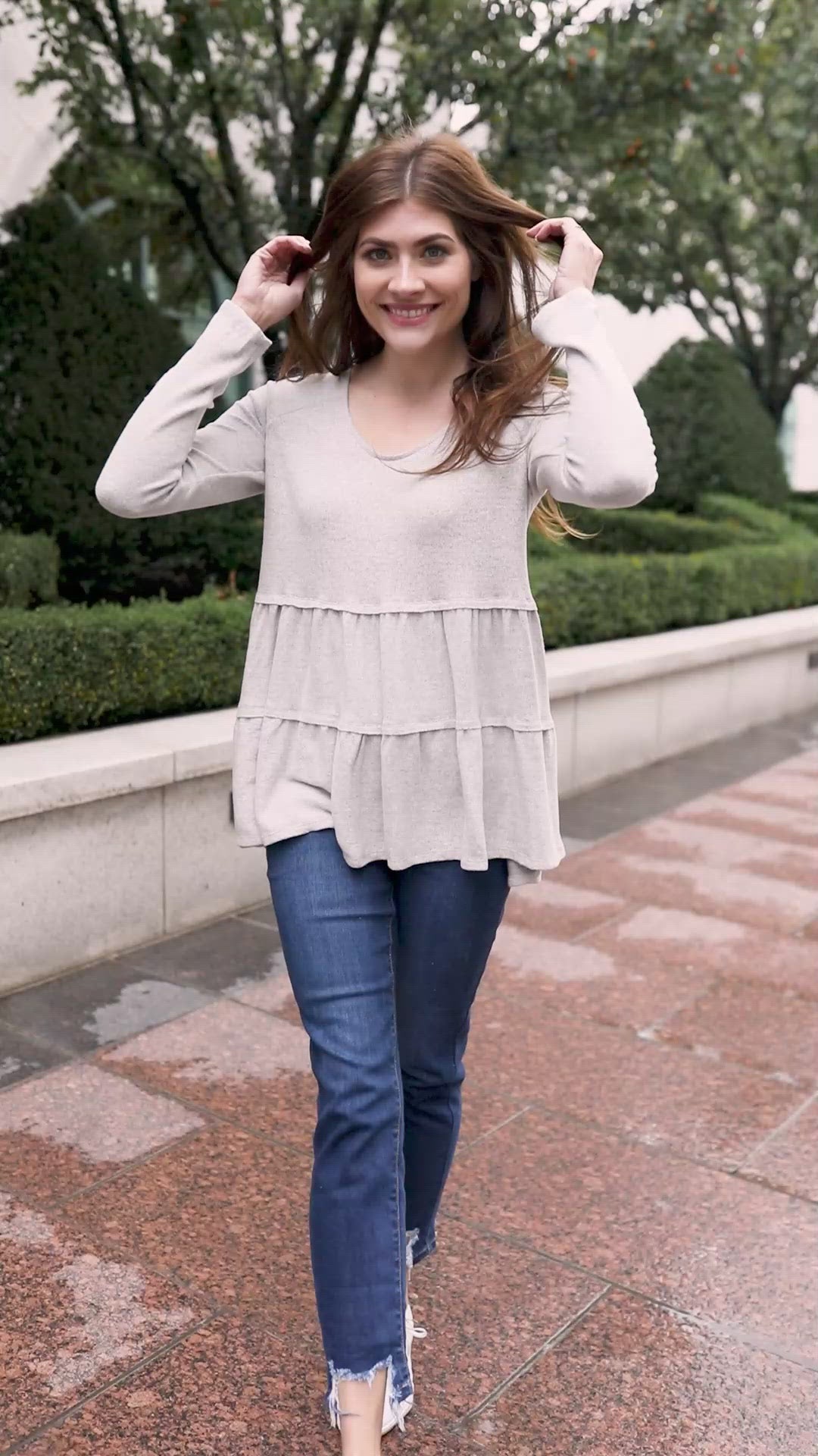 Nicely Done Tiered Top in Gray
