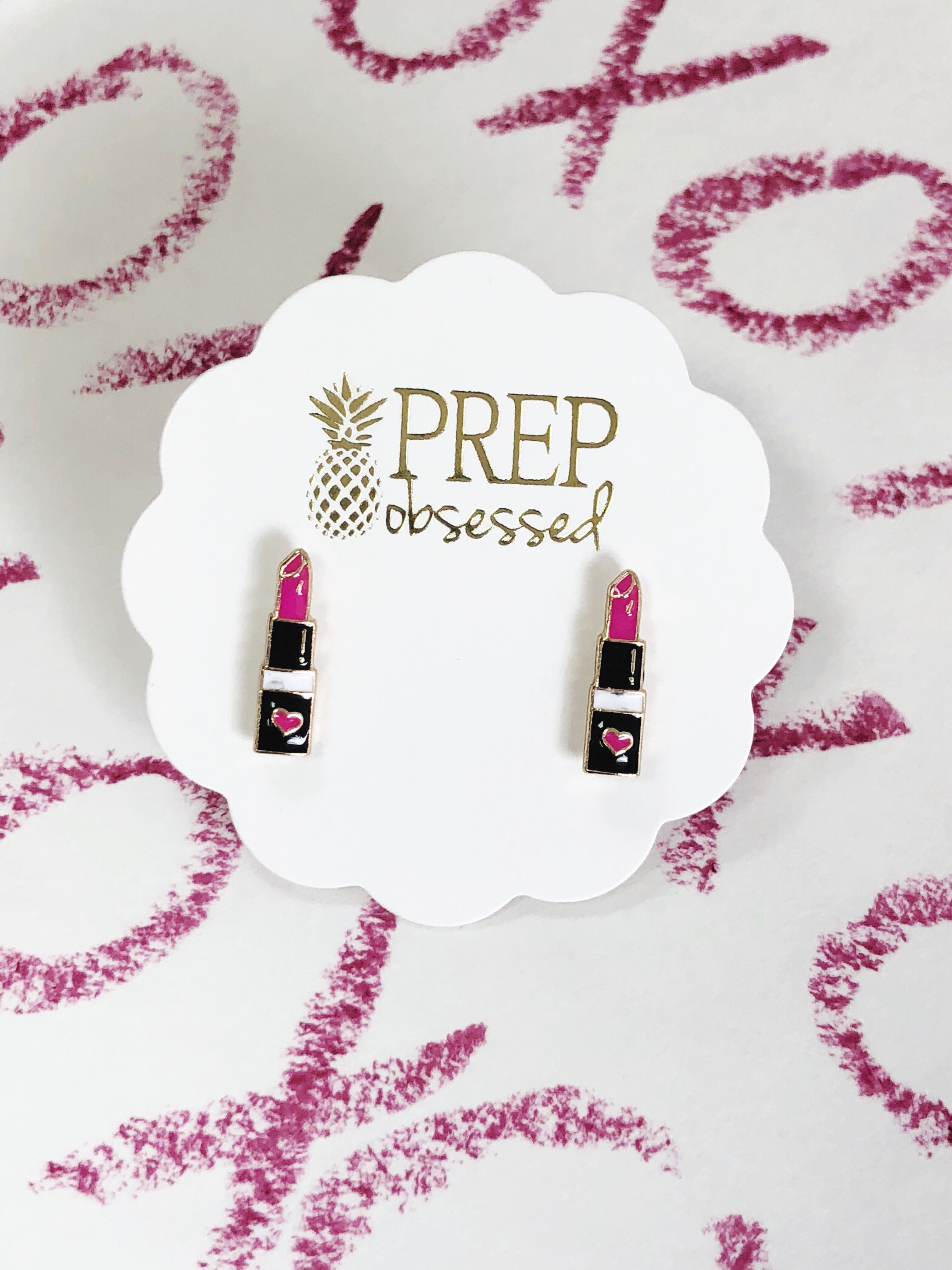 Lipstick Stud Earrings at Prep Obsessed