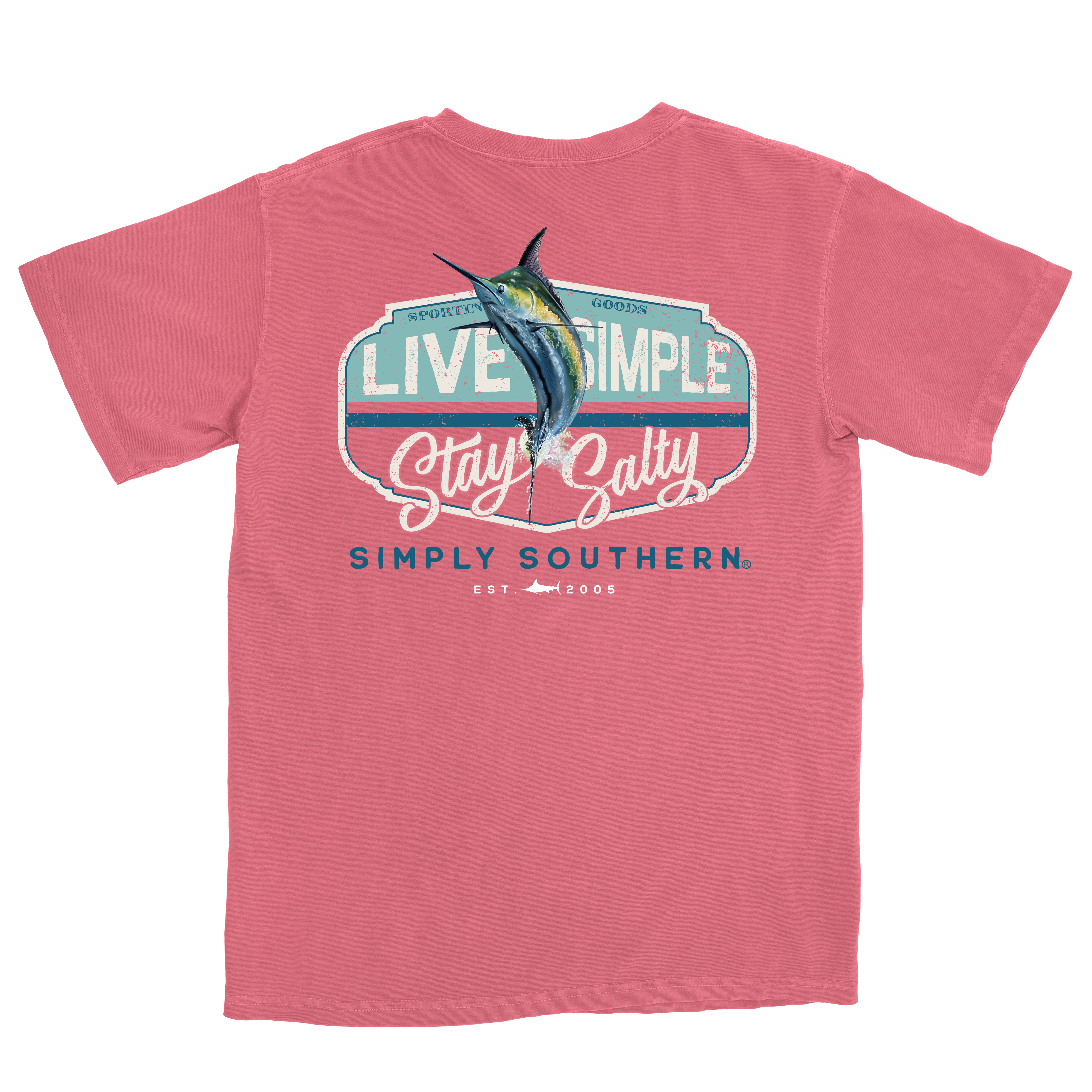 'Stay Salty, Live Simple' Blue Marlin Short Sleeve Tee by Simply Southern