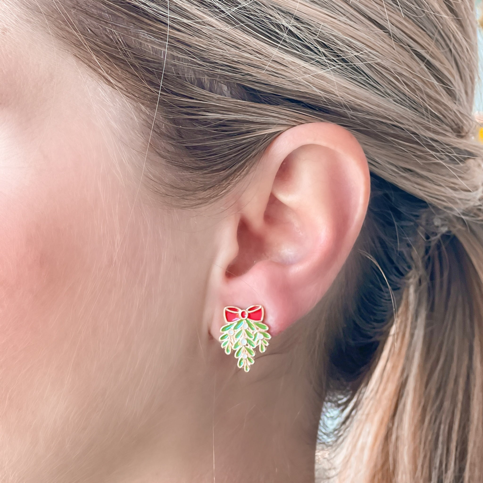 Mistletoe Signature Enamel Stud Earrings