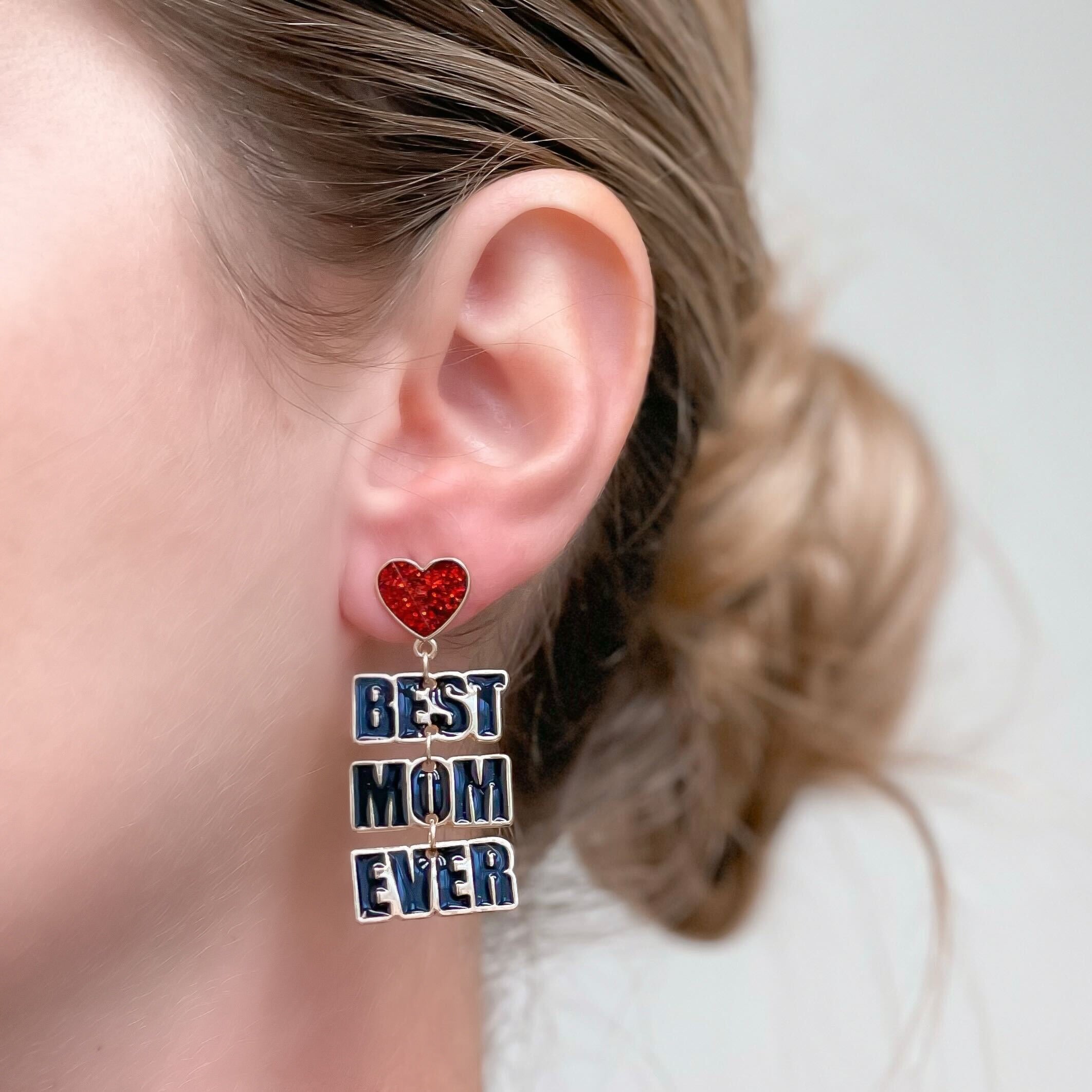 'Best Mom Ever' Enamel Dangle Earrings