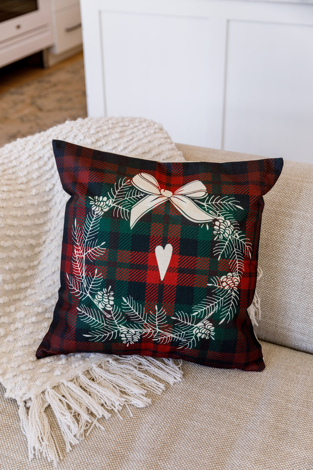 Holiday Wreath Pillow Cover (Ships in 1-2 Weeks)