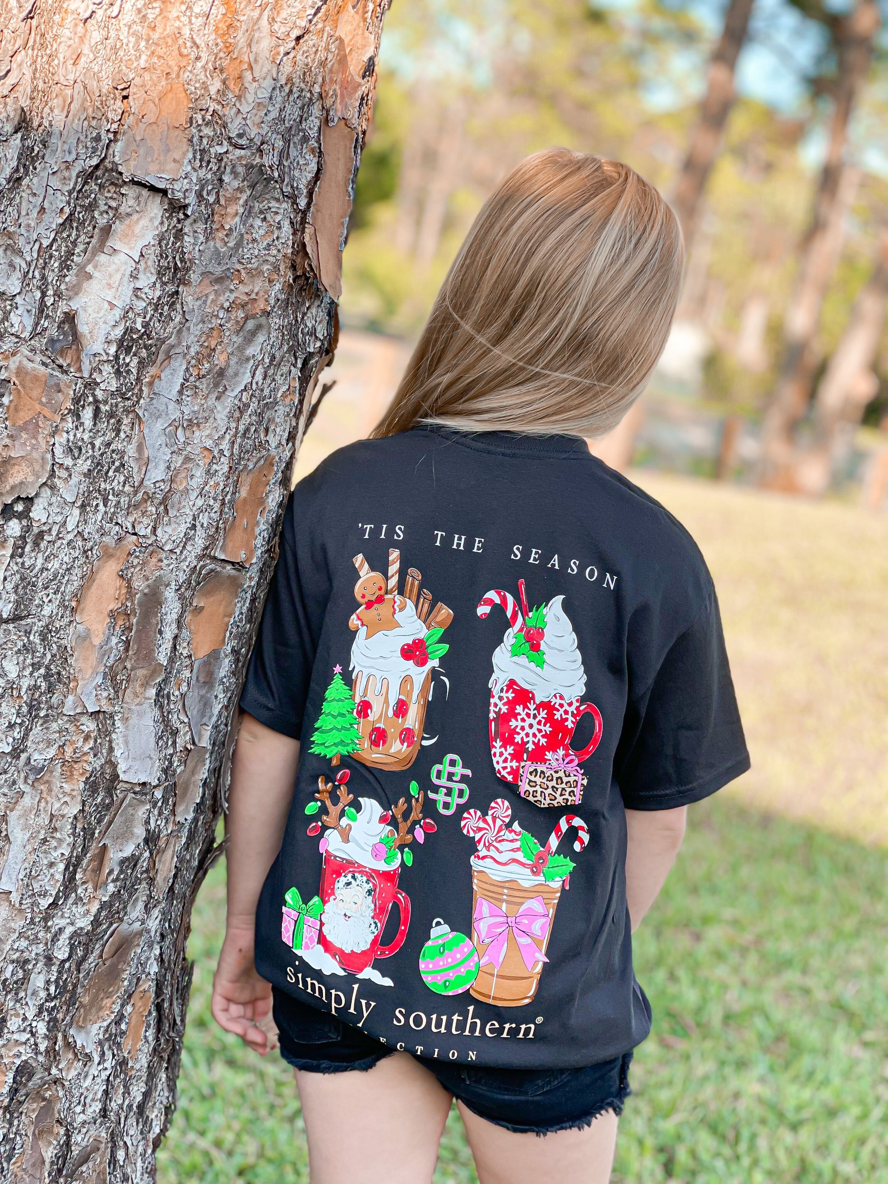 Simply Southern Christmas Drinks HOLIDAY Youth T-Shirt Youth Small