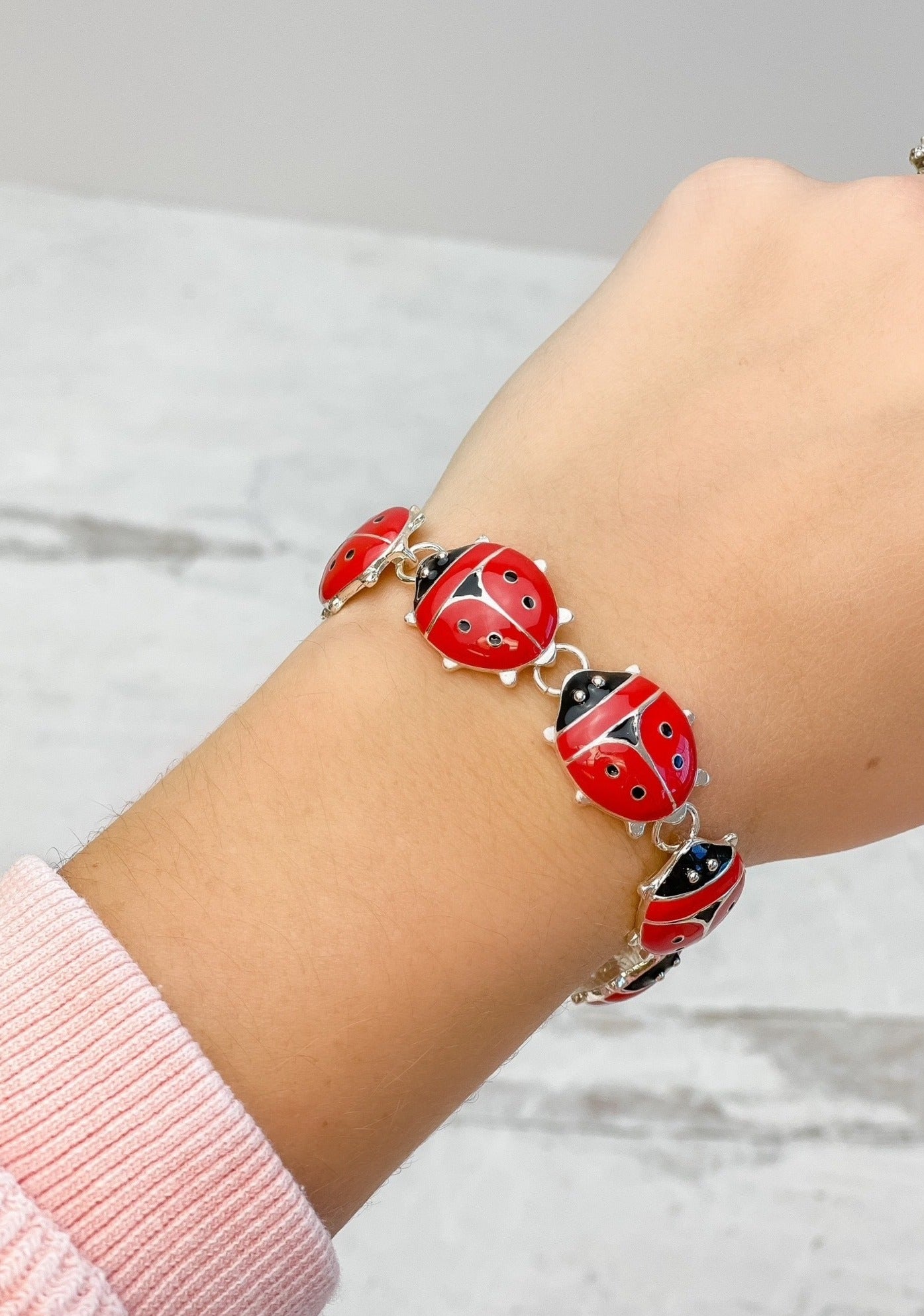 Magnetic Enamel Bracelet - Ladybug
