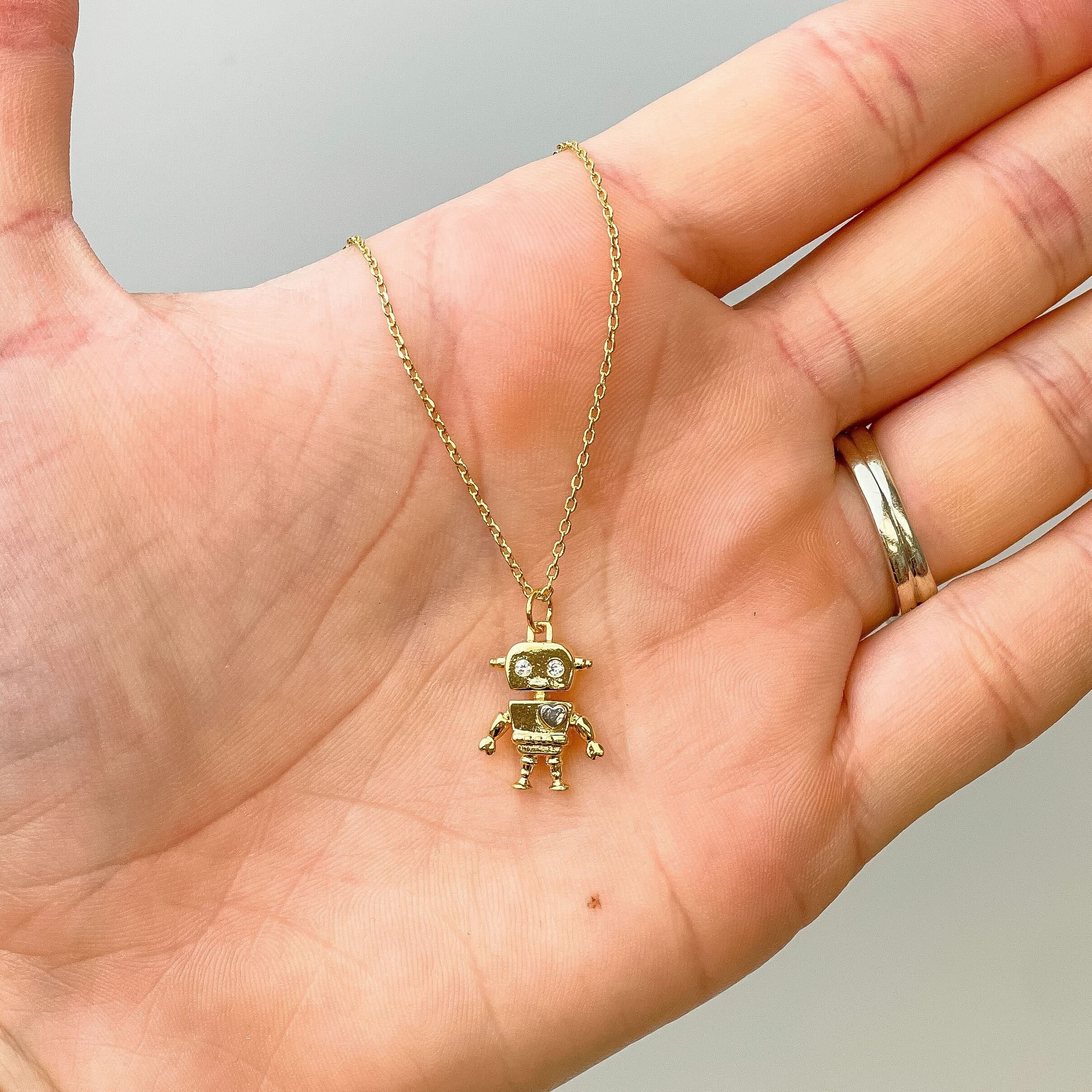 Love Robot Pendant Necklace - Gold – Prep Obsessed