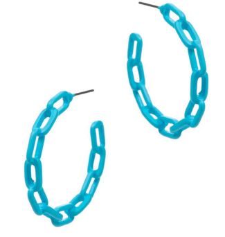 Neon Chainlink Hoop Earrings - Blue