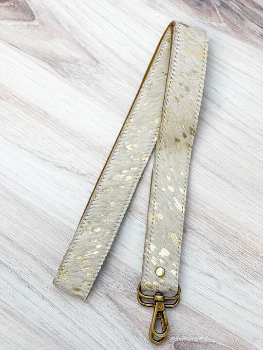 Textured Cowhide Purse Strap - Beige & Gold – Prep Obsessed