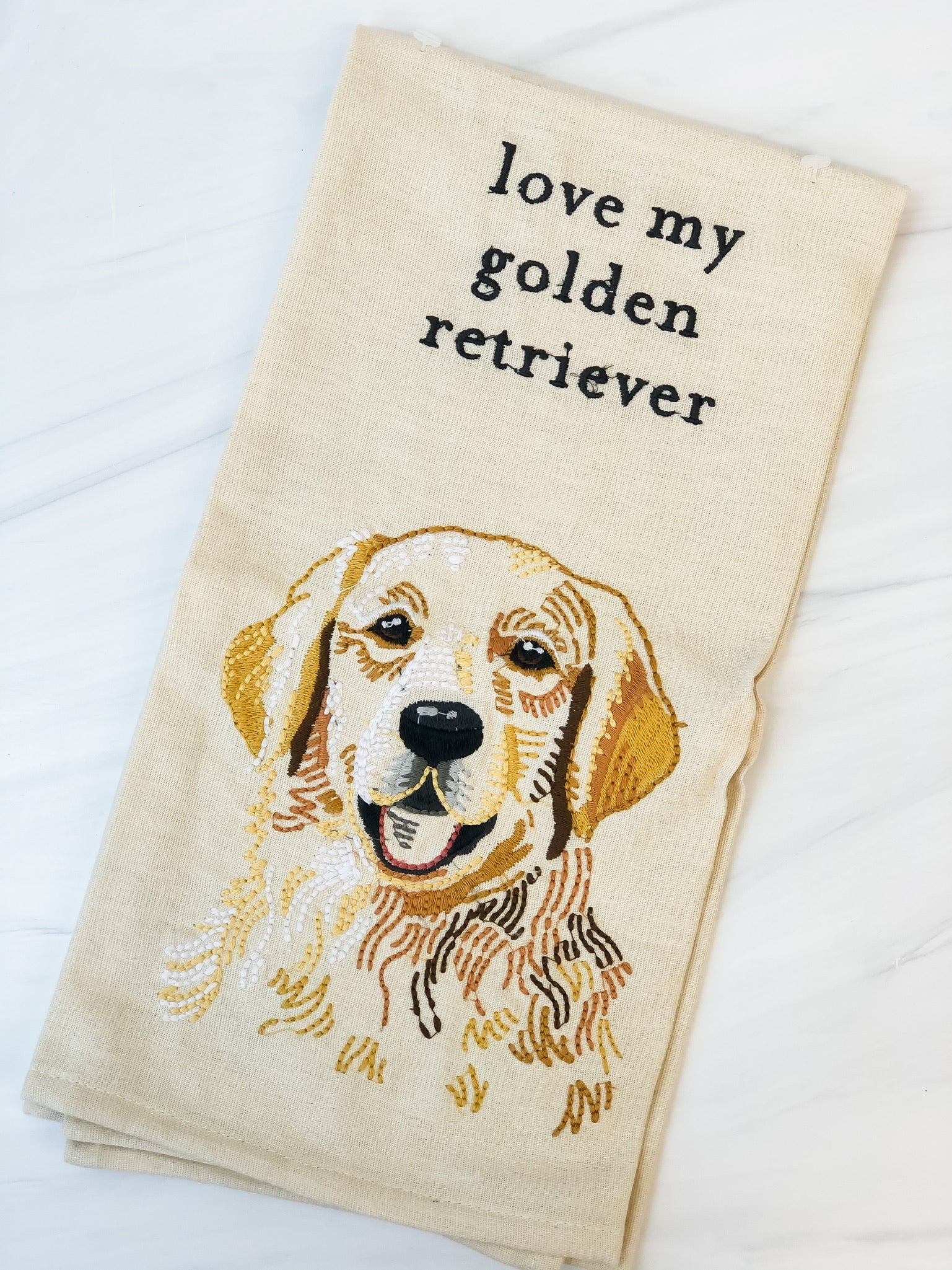 'Love My Golden Retriever' Dish Towel