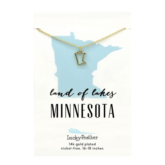Petite State Outline Pendant Necklaces by Lucky Feather