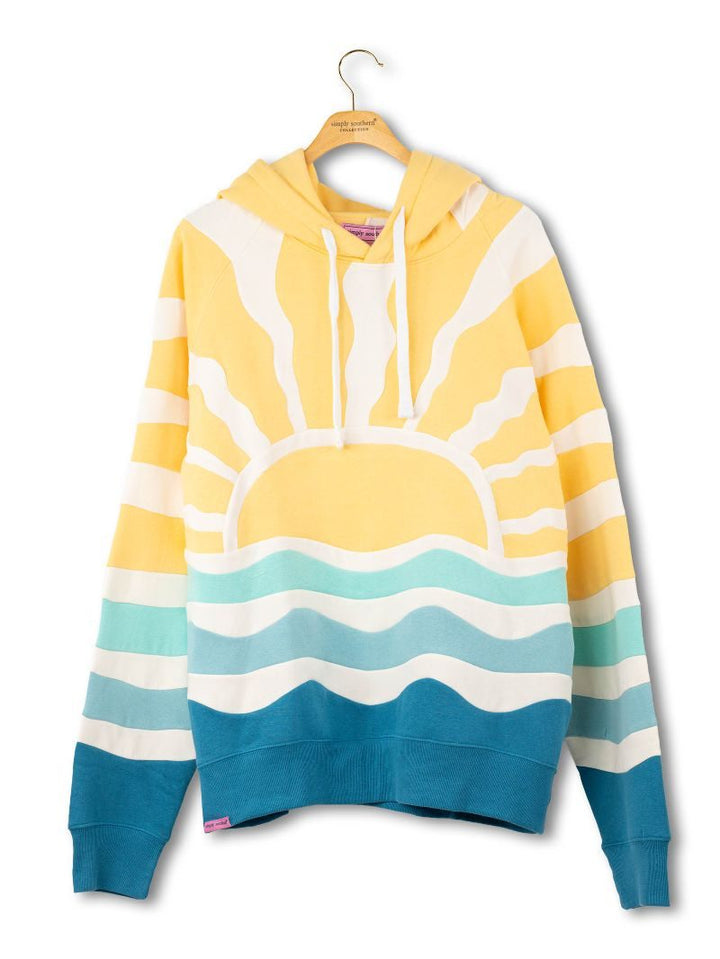 Sun and Sea Patchwork Hoodie - Yellow by Simply Southern