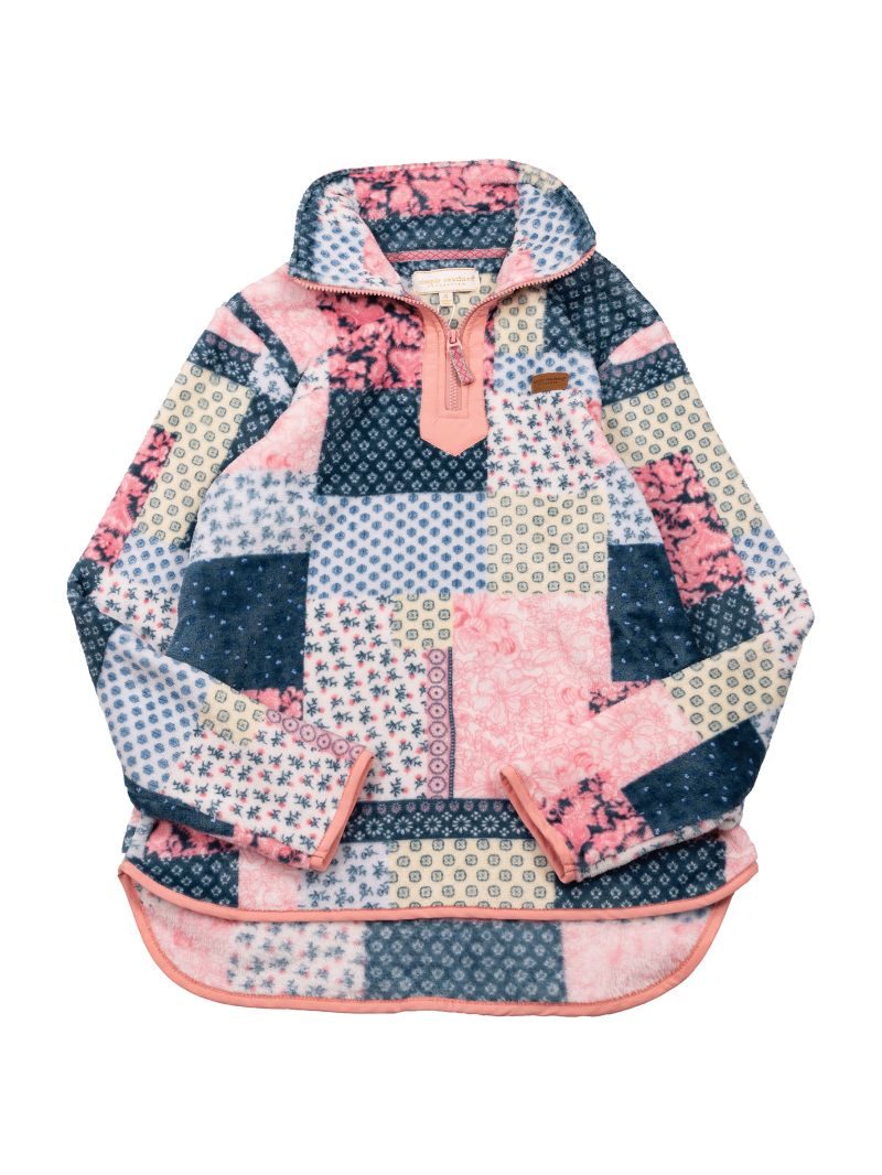 Quilted Pink Y-Neck Pullover by Simply Southern
