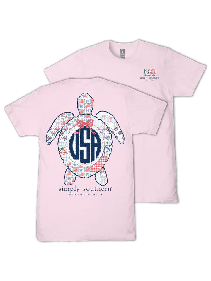 USA Peony Turtle Short Sleeve Tee by Simply Southern