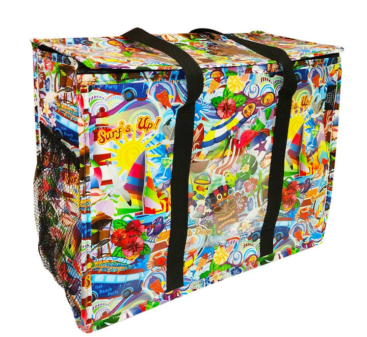 Beach Happy Shopper Zip Top Thermal Tote