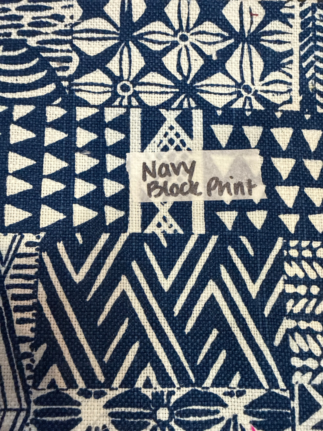 MJ TX PREPO SINGLE LADIES: Navy Block Print Mini Top Zip by Makeup Junkie (Ships in 3-4 Weeks)