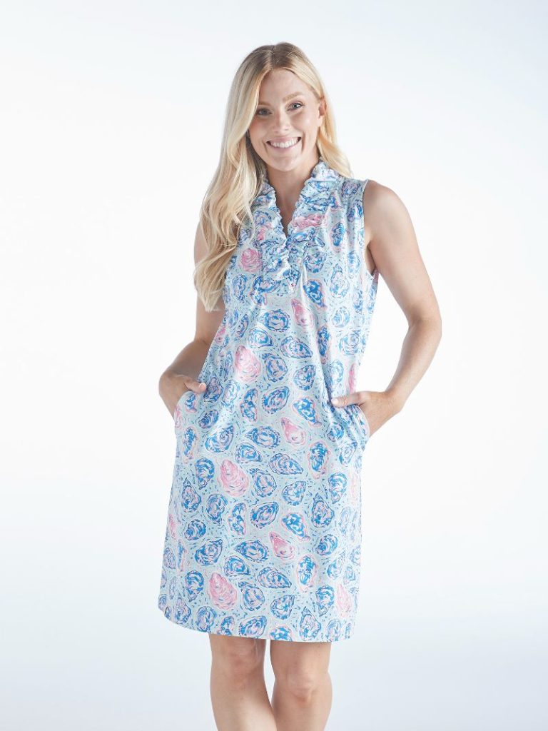 Simply Southern Juniors Oyster Printed Dress, Small Simply Southern Juniors Oyster Printed Dress, Small