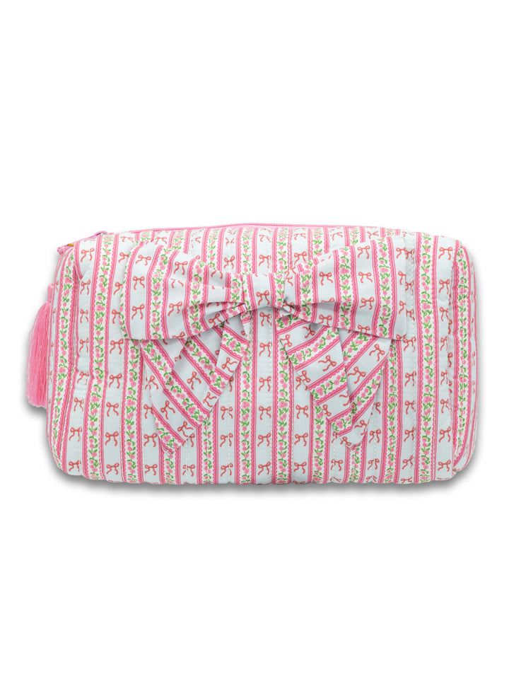 Bow Stripe Quilted Bow Cosmo Bag by Simply Southern