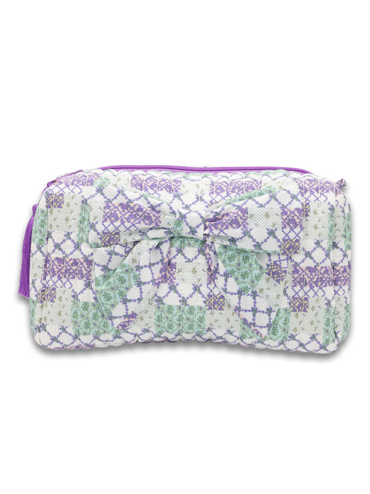 Trellis Patchwork Quilted Bow Cosmo Bag by Simply Southern