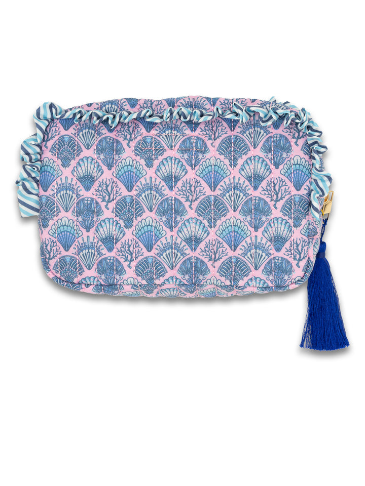 Scallop Shell Quilted Ruffle Cosmo Bag by Simply Southern