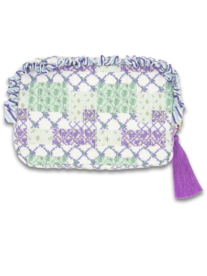 Trellis Patchwork Quilted Ruffle Cosmo Bag by Simply Southern