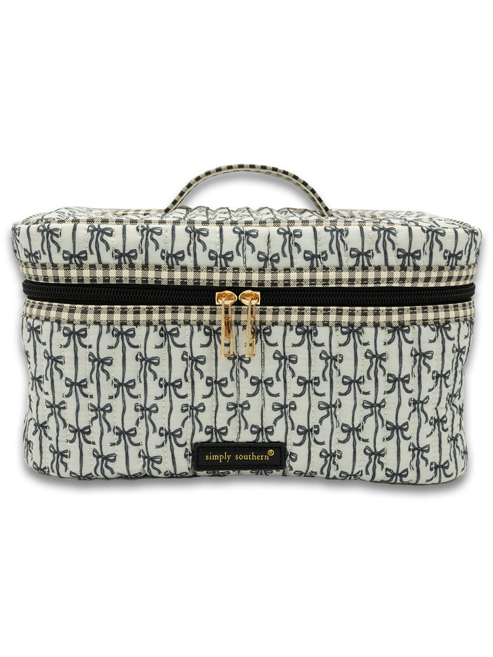 Black Bows Quilted Makeup Case by Simply Southern
