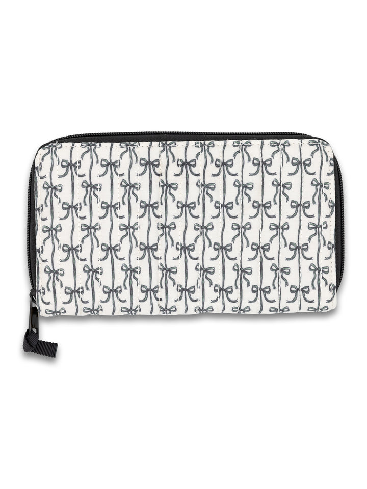 Black Bows Quilted Zip Wallet by Simply Southern