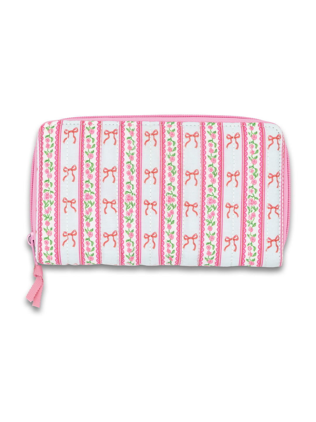 Bow Stripe Quilted Zip Wallet by Simply Southern