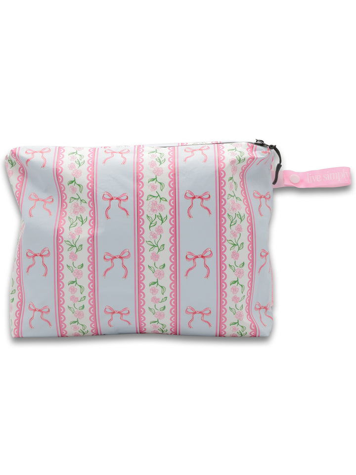Bow Stripe Splash Bikini Bag by Simply Southern