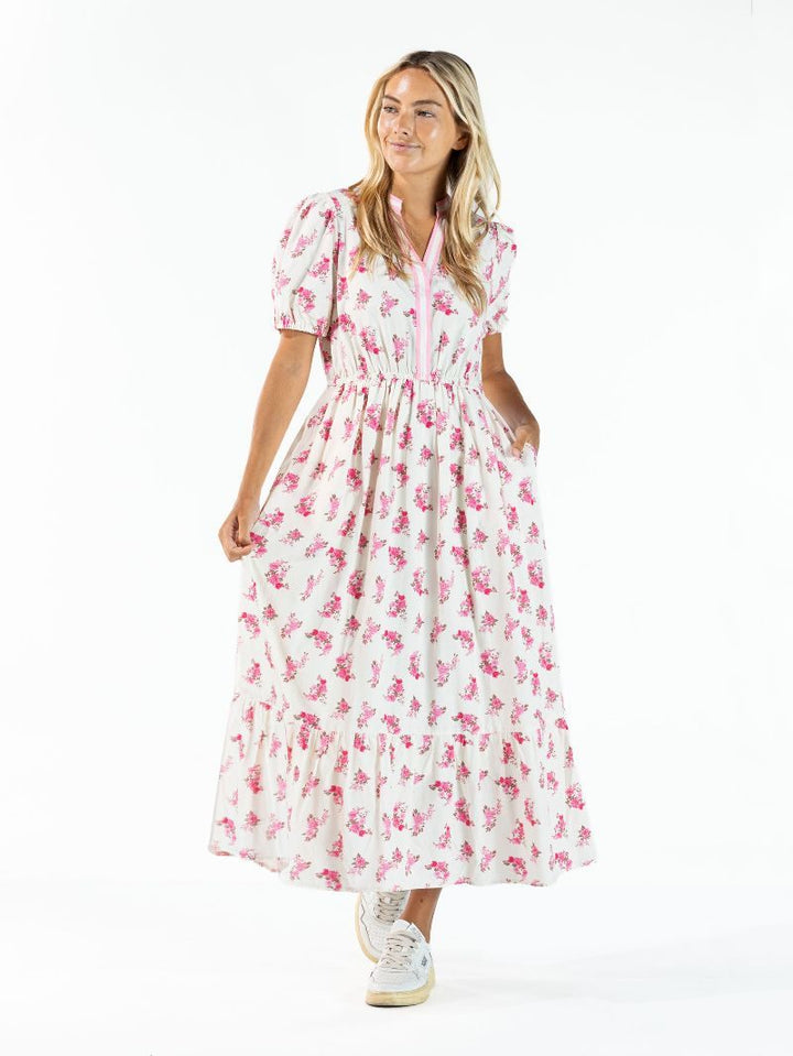 Prim and Proper Y-Neck Dress - Pink Floral by Simply Southern