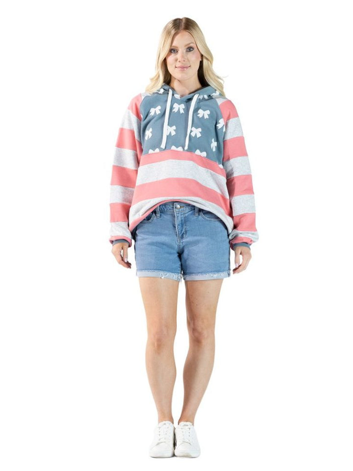 Sun and Sea Patchwork Hoodie - Americana by Simply Southern