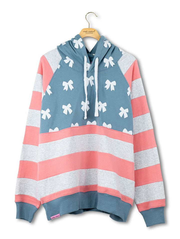Sun and Sea Patchwork Hoodie - Americana by Simply Southern