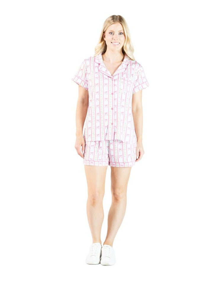 Button Pajama Set - Bow Stripes by Simply Southern