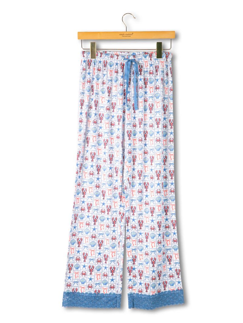 Lounge Pajama Pants - Lobster Patchwork by Simply Southern