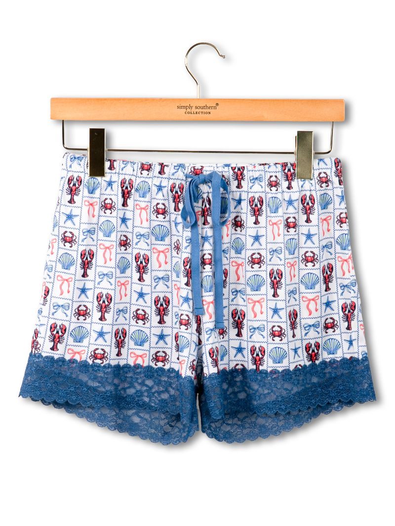 Lounge Pajama Short - Lobster Patchwork by Simply Southern