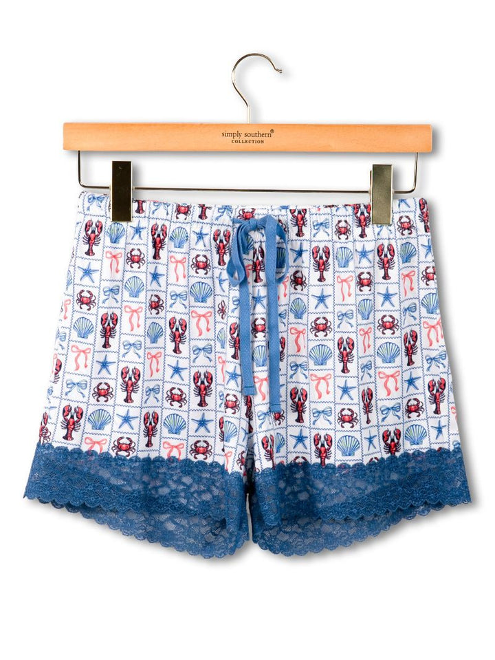 Lounge Pajama Short - Lobster Patchwork by Simply Southern