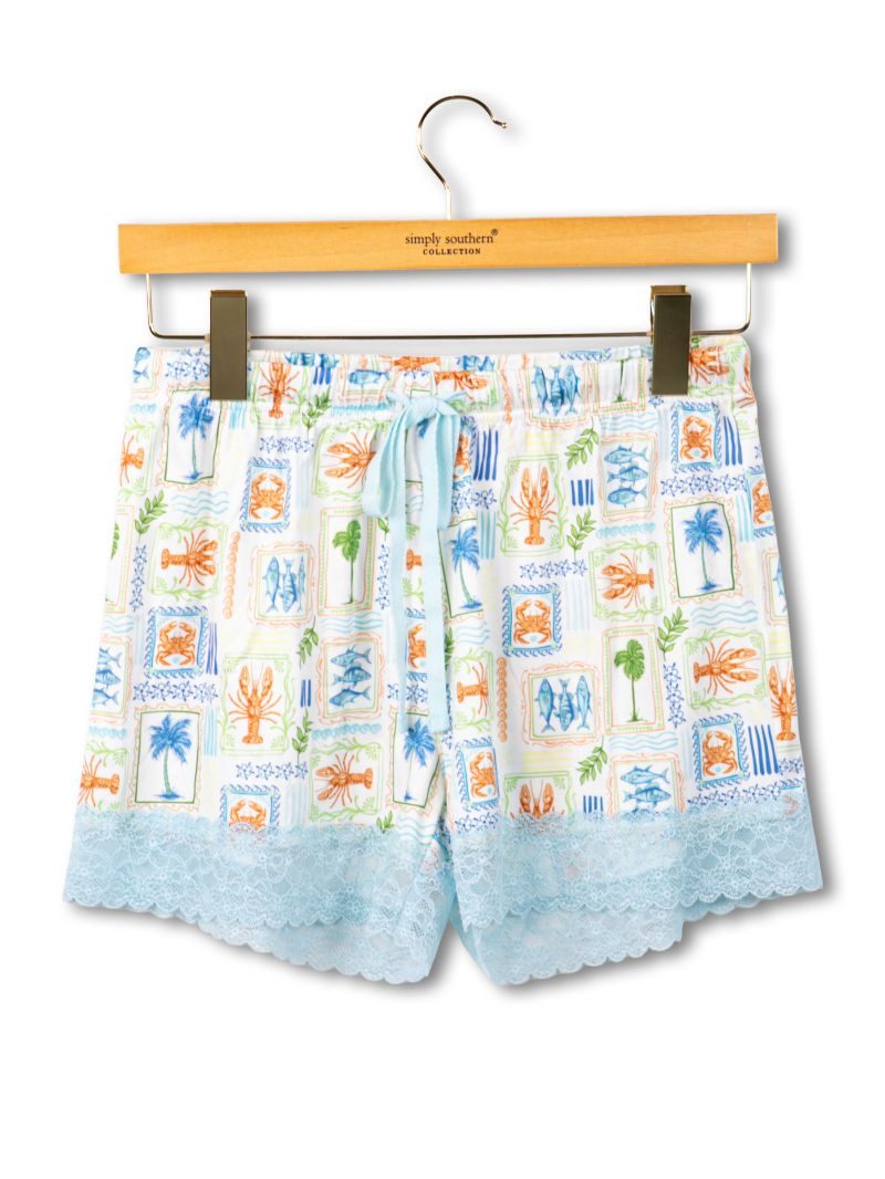 Lounge Pajama Short - Sea Patchwork by Simply Southern