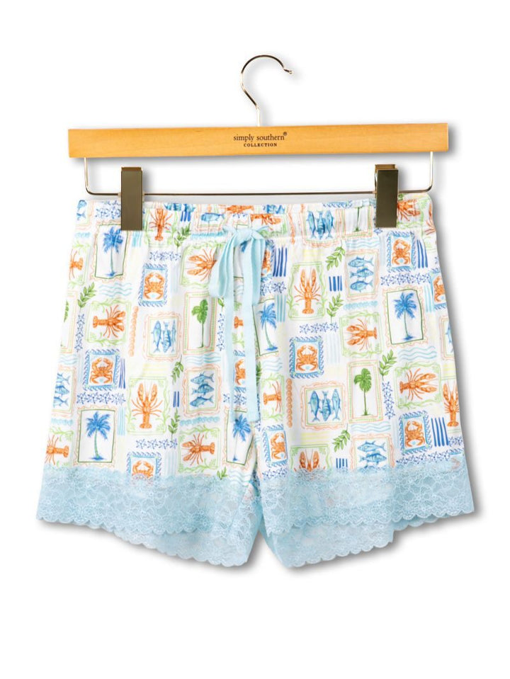 Lounge Pajama Short - Sea Patchwork by Simply Southern
