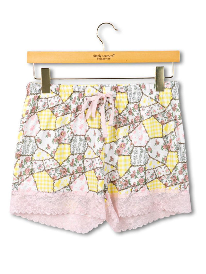 Lounge Pajama Short - Yellow Patchwork by Simply Southern