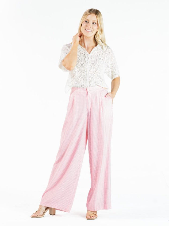 Wide Leg Pants - Blush Gingham by Simply Southern