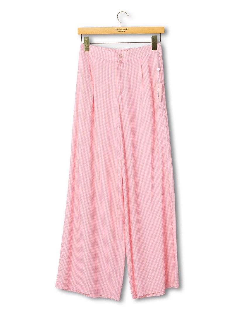 Wide Leg Pants - Blush Gingham by Simply Southern